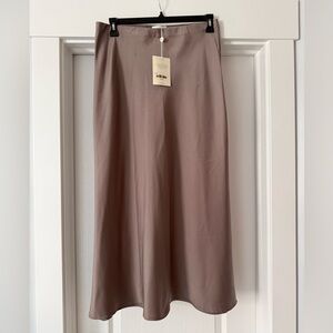 NWT Bohme Satin Maxi Skirt in Taupe - XL